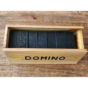 VINTAGE Set of Dragon Dominoes Double 6 | 28 pcs | Wooden Carrying Box